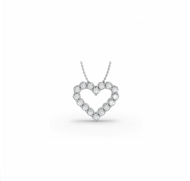 925ss 0.50ctw Lab-grown Diamond Heart Pendant With Chain